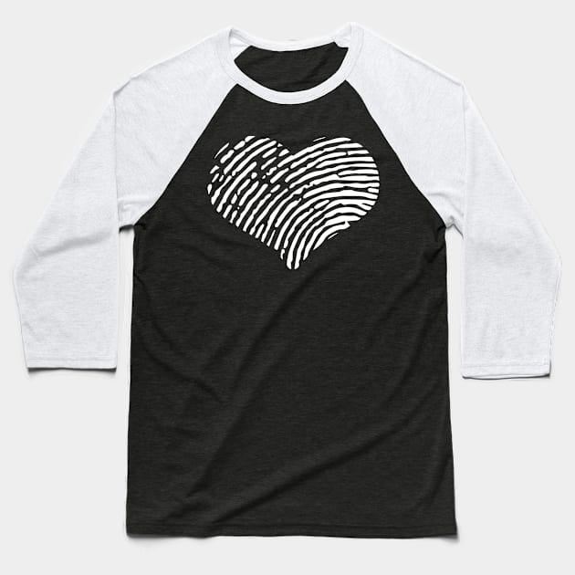 Heart Fingerprint White Love Baseball T-Shirt by Shirtbubble